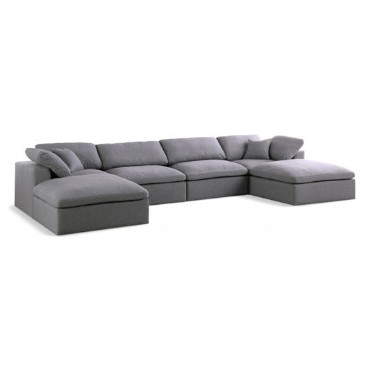 Serene Linen Textured Fabric Deluxe Comfort Modular Sectional