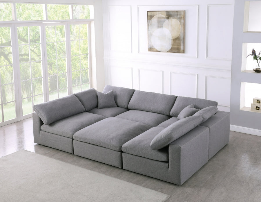 Serene Linen Textured Fabric Deluxe Comfort Modular Sectional