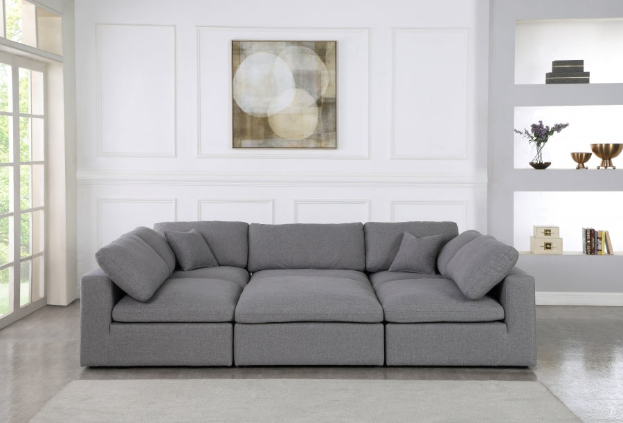 Serene Linen Textured Fabric Deluxe Comfort Modular Sectional