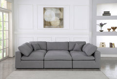 Serene Linen Textured Fabric Deluxe Comfort Modular Sectional