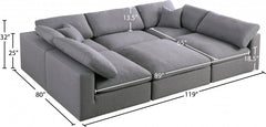 Serene Linen Textured Fabric Deluxe Comfort Modular Sectional