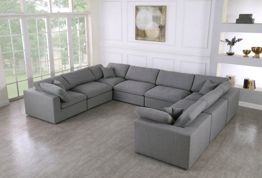 Serene Linen Textured Fabric Deluxe Comfort Modular Sectional