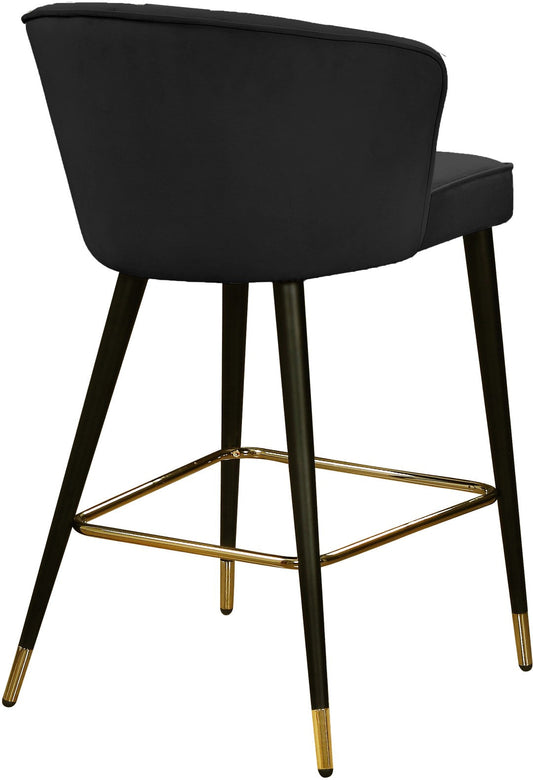 Cassie Contemporary Counter Stools - Set of 2 with Channel Tufting and Sleek Gold Accents