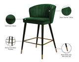 Cassie Contemporary Counter Stools - Set of 2 with Channel Tufting and Sleek Gold Accents