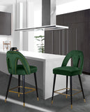 Akoya Contemporary Velvet Stool Set with Gold Nailhead Trim and Stylish Metal Legs for Modern Homes