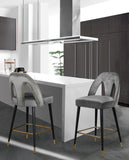 Akoya Contemporary Velvet Stool Set with Gold Nailhead Trim and Stylish Metal Legs for Modern Homes