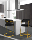 Stephanie Velvet Counter Stool Set - Luxurious Plush Design with Elegant Gold Metal Frame