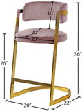 Stephanie Velvet Counter Stool Set - Luxurious Plush Design with Elegant Gold Metal Frame