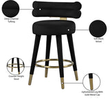 Fitzroy Velvet Counter Stool Set - Sophisticated Design with Upholstered Legs and Gold Accents