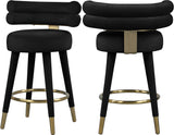 Fitzroy Velvet Counter Stool Set - Sophisticated Design with Upholstered Legs and Gold Accents