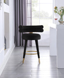 Fitzroy Velvet Counter Stool Set - Sophisticated Design with Upholstered Legs and Gold Accents