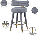 Fitzroy Velvet Counter Stool Set - Sophisticated Design with Upholstered Legs and Gold Accents