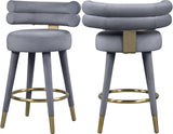 Fitzroy Velvet Counter Stool Set - Sophisticated Design with Upholstered Legs and Gold Accents