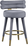 Fitzroy Velvet Counter Stool Set - Sophisticated Design with Upholstered Legs and Gold Accents