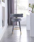 Fitzroy Velvet Counter Stool Set - Sophisticated Design with Upholstered Legs and Gold Accents