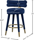 Fitzroy Velvet Counter Stool Set - Sophisticated Design with Upholstered Legs and Gold Accents