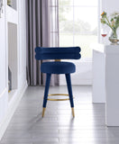 Fitzroy Velvet Counter Stool Set - Sophisticated Design with Upholstered Legs and Gold Accents
