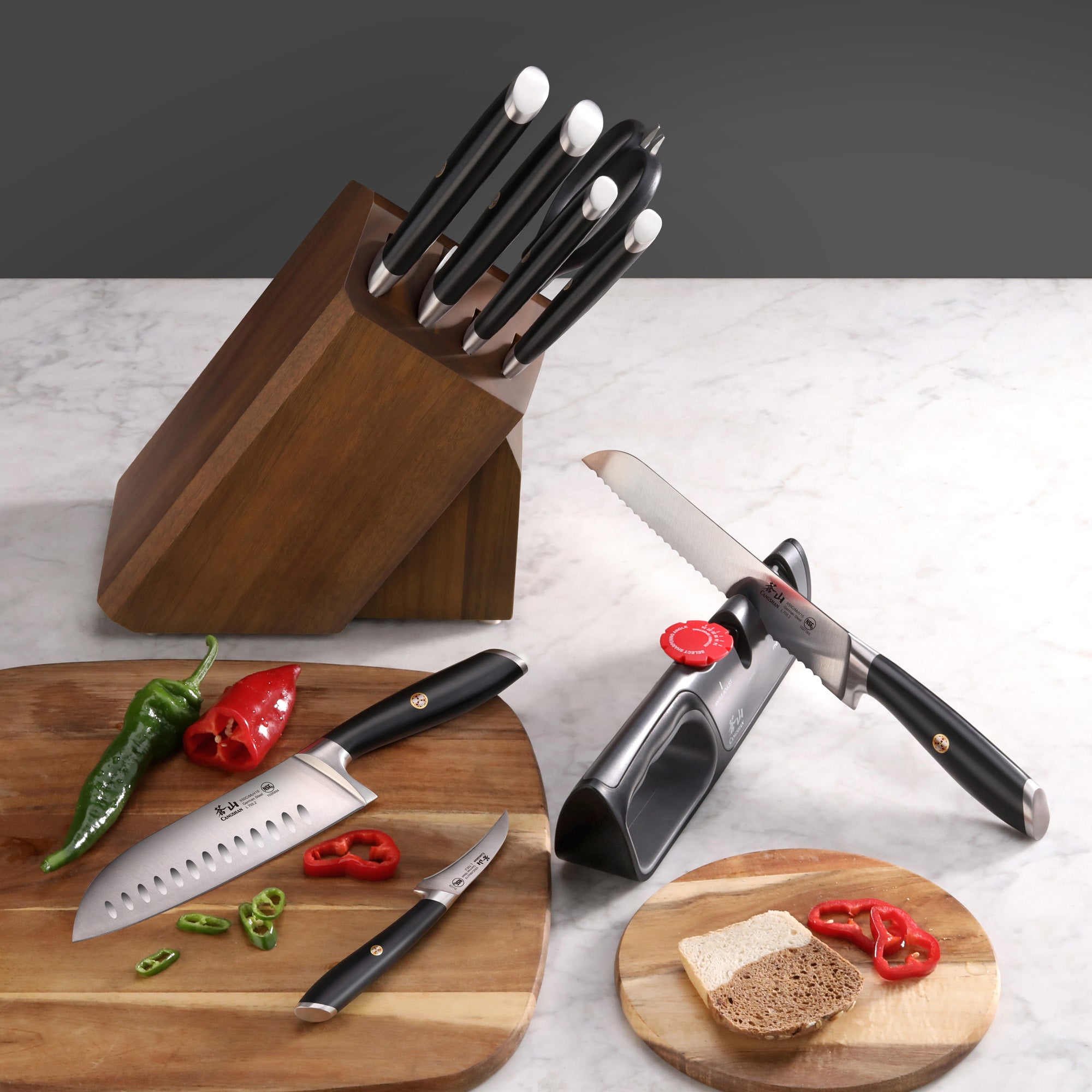 L Series 10-Piece Knife Block Set, Forged German Steel, Black, 1027440