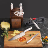 HELENA Series 8-Piece Knife Block Set, Forged German Steel, Acacia Block