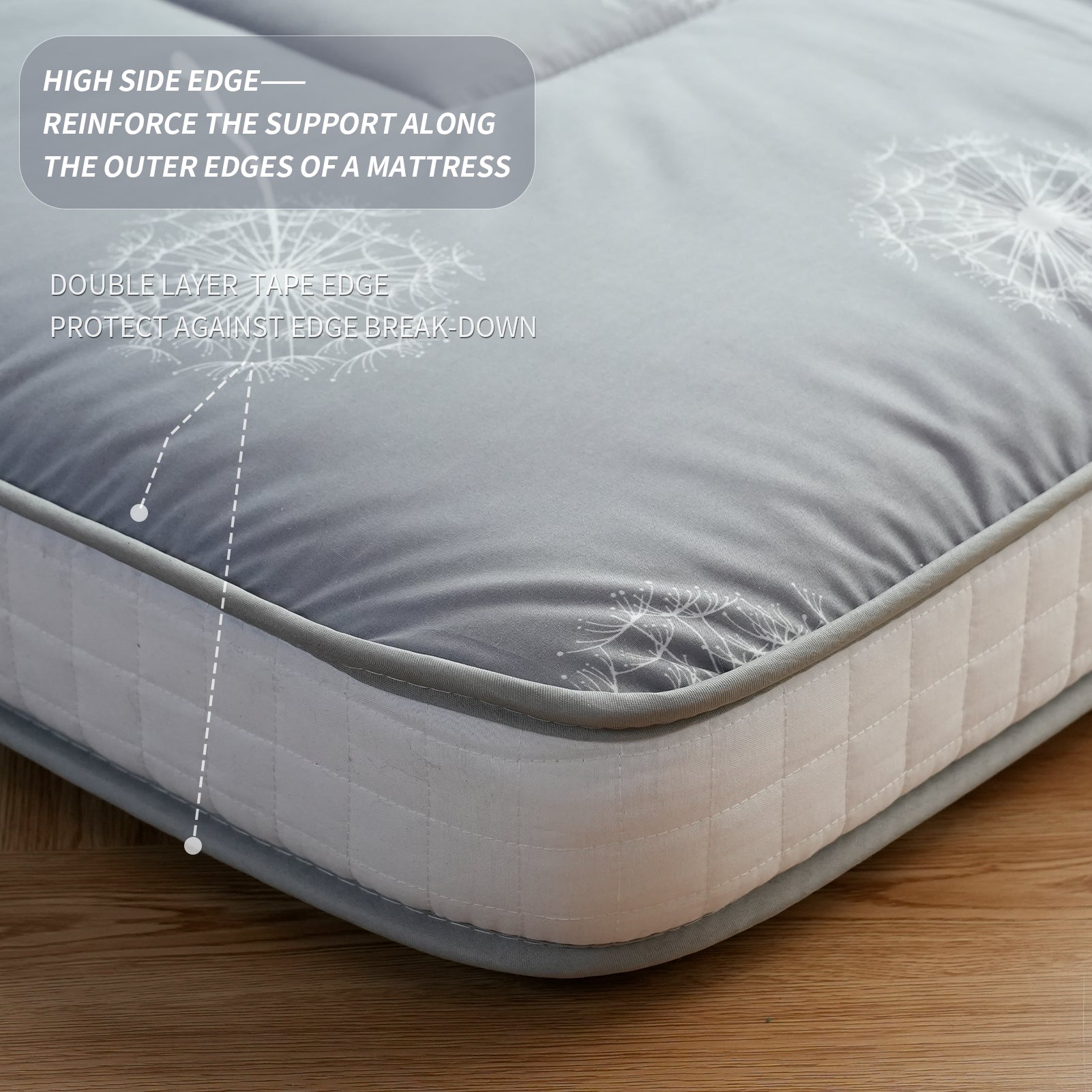 MAXYOYO Futon Mattress Japanese Floor Mattress, Grey Dandelion Pattern Futon Mattress