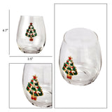 Stemless Christmas Tree Wine Glasses - Set of 2
