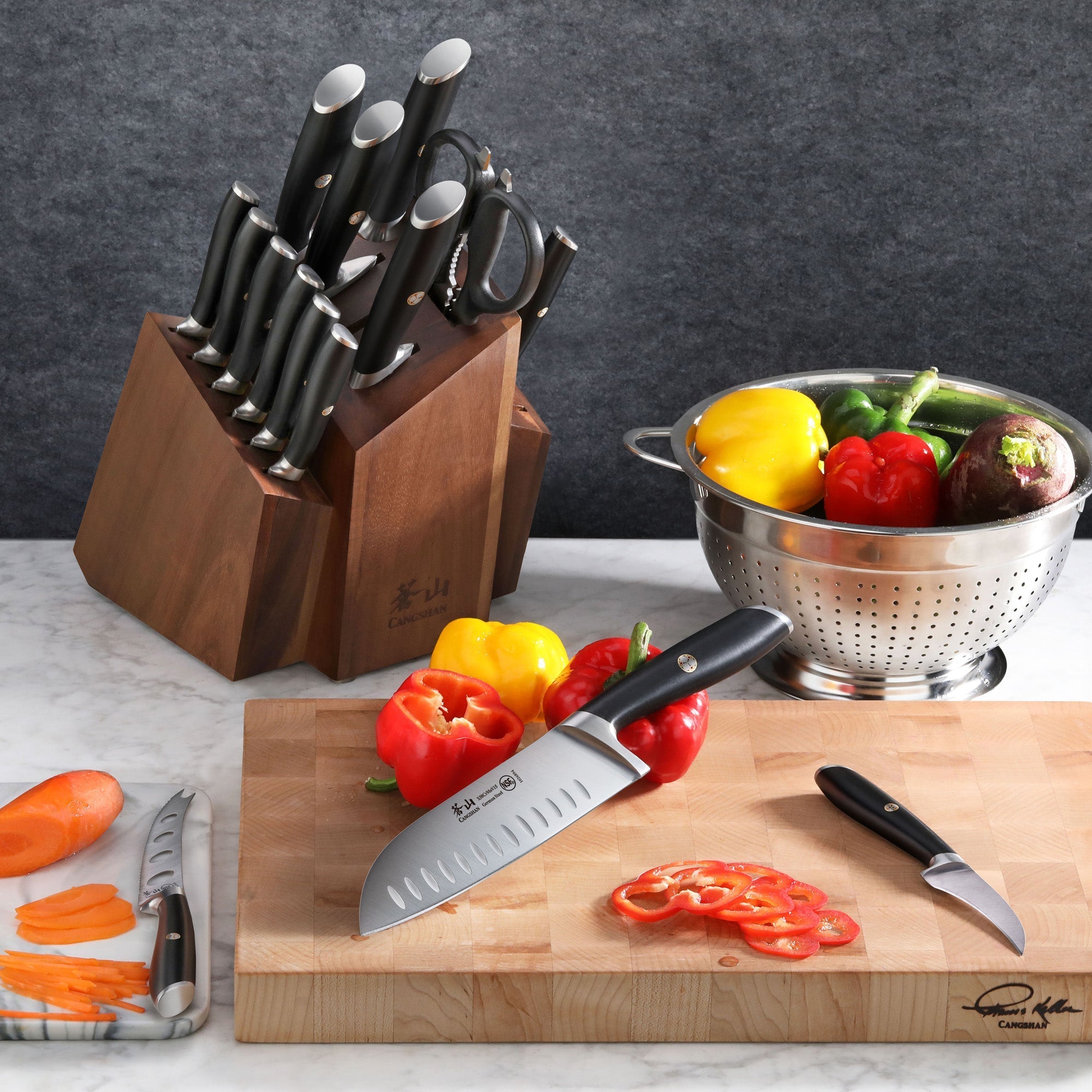 L Series 17-Piece SHAN Knife Block Set, Forged German Steel, Black, 1026788