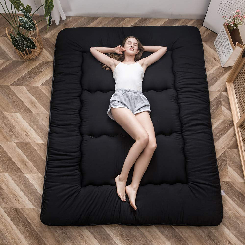 MAXYOYO Japanese Futon  floor Mattress, Twin-Queen size Futon Mattress, Black
