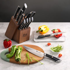 ELBERT Series 12-Piece Knife Block Set, Forged German Steel, Acacia Block