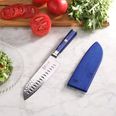 KITA Series 7-Inch Santoku Knife with Sheath, High Carbon X-7 Damascus Steel, 501424