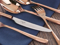 Rain II Series 20-Piece Forged Antique Copper Finish Flatware Set, Stainless Steel 18/10, 1027020