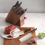 HELENA Series Cleaver Knife Block Set, Forged German Steel, HUA Acacia Block
