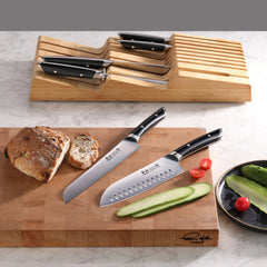 HELENA Series 7-Piece In-Drawer Knife Set, Forged German Steel, Bamboo Tray