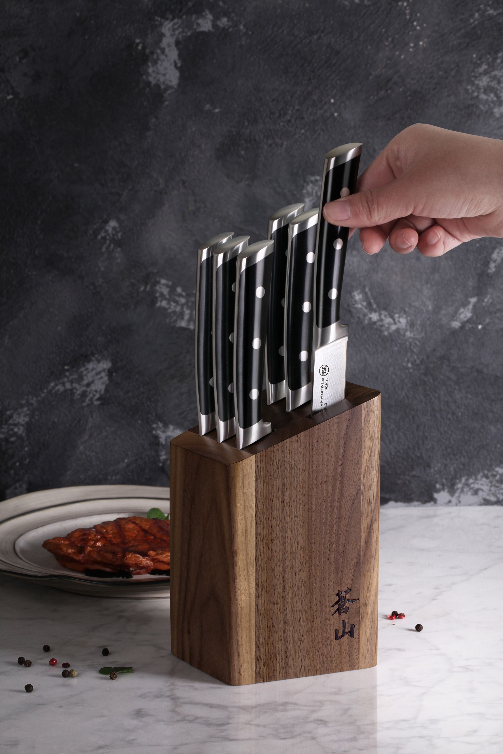 TS Series 6-Piece Knife Block Set, Forged Swedish 14C28N Steel