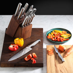 SANFORD Series 12-Piece Knife Block Set, Forged German Steel, Acacia Block, 1027150