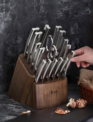 N1 Series 17-Piece Knife Block Set, Walnut, Forged German Steel, 1024784