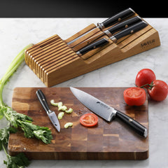 Saveur Selects 6-Piece Knife Set with Bamboo in Drawer Storage Knife Block, 1026306