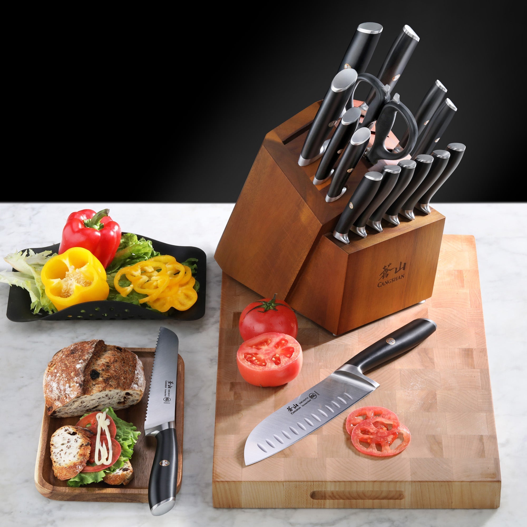 L & L1 Series 17-Piece Knife Set, Forged German Steel