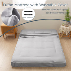 MAXYOYO 6" Extra Thick Floor Futon Mattress, Square Quilting, Grey