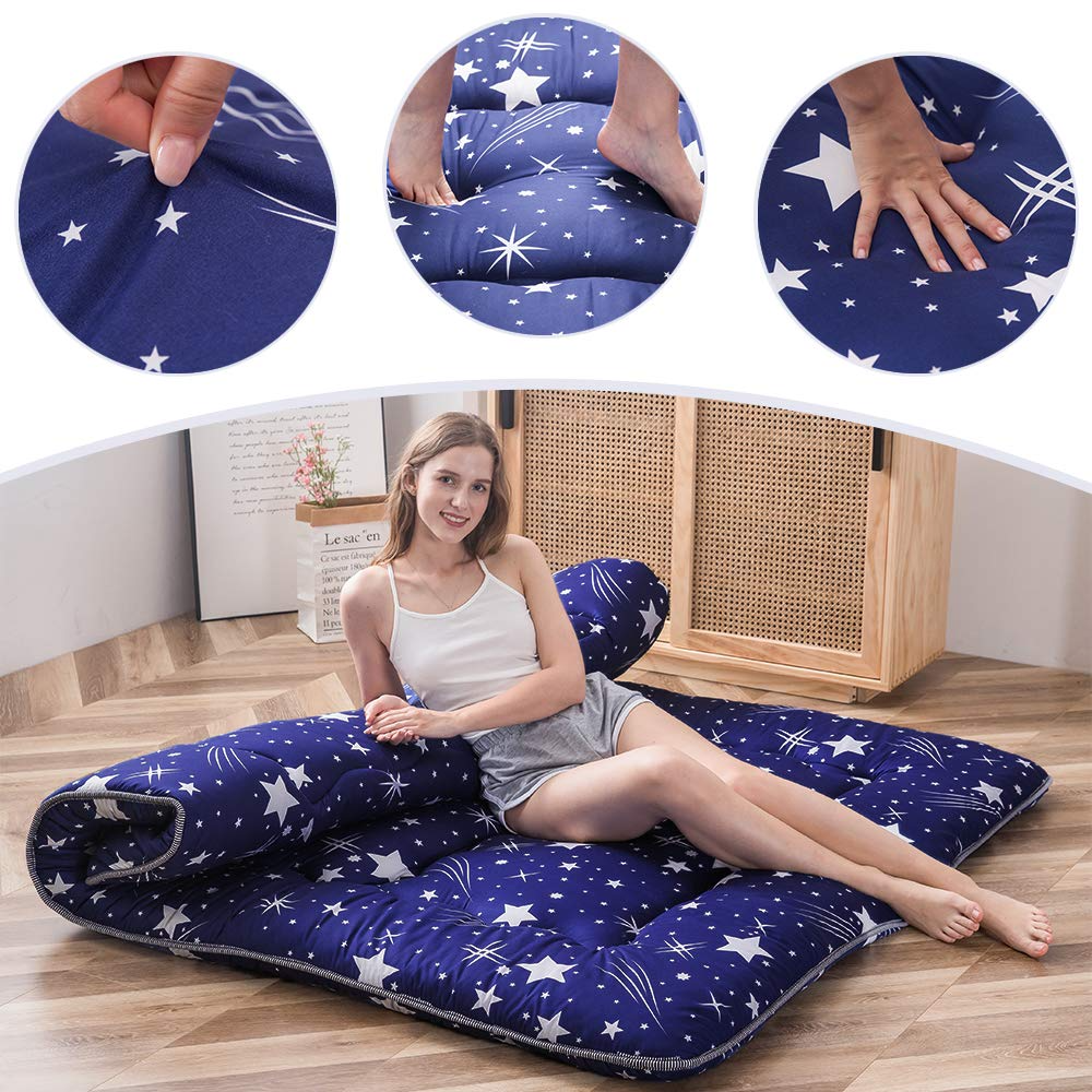 MAXYOYO Navy Starry Sky Japanese Floor Futon Mattress, Suitable For Living Room Futon Matrress