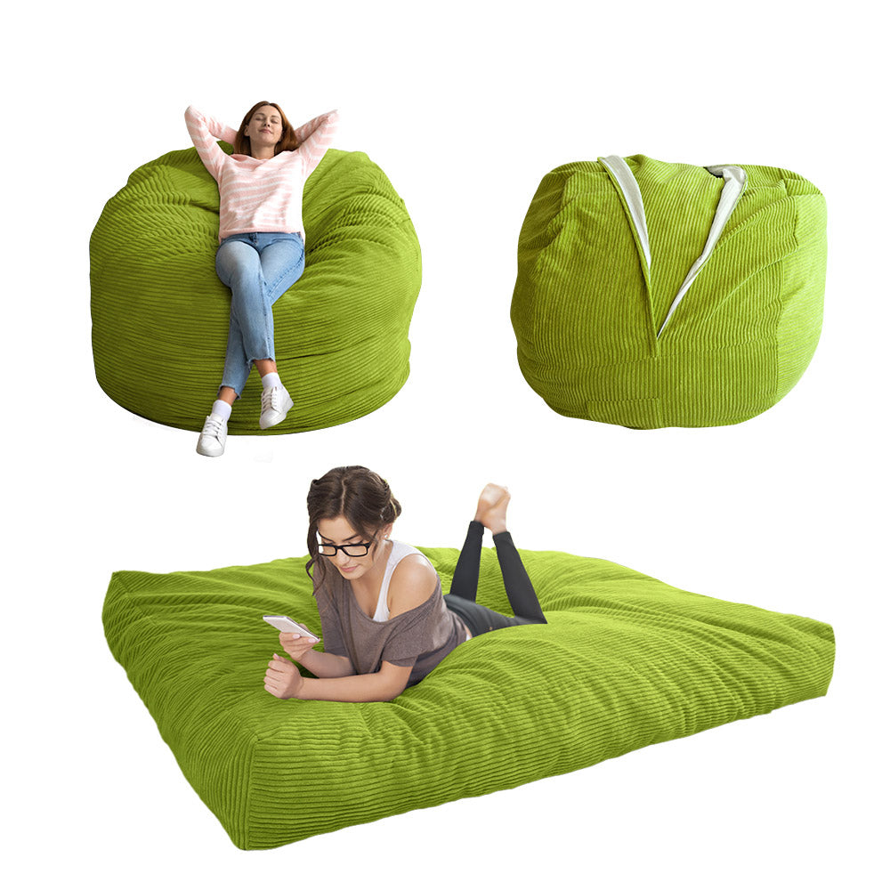 MAXYOYO Convertible Bean Bag Bed, Corduroy Bean Bag Sleeper, 4ft, Green