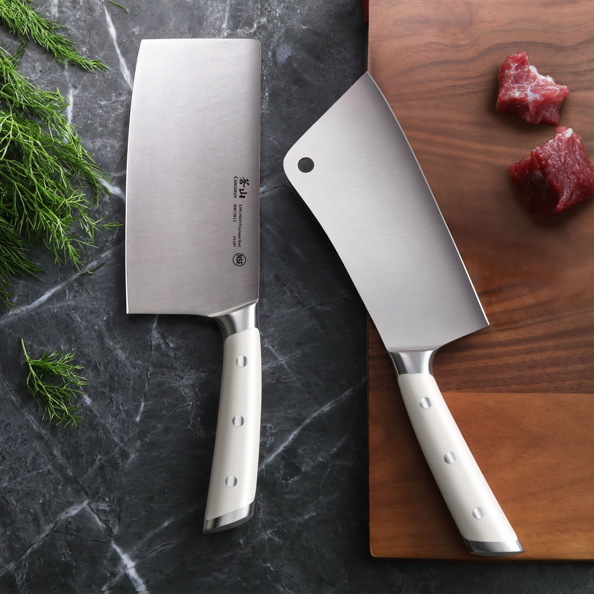 S & S1 Series 2-Piece Cleaver Knife Set, Forged German Steel