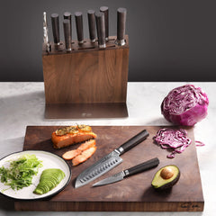 HAKU Series 12-Piece Knife Block Set, Forged X-7 Damascus Steel, HUA Walnut Block, 501196