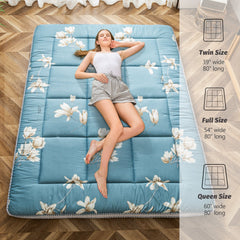 MAXYOYO Padded Japanese Floor Mattress,  Floral Printed Futon Mattress Folding Sleeping Pad