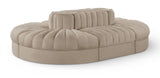 Rummi - Oval Velvet Performance Fabric Upholstered 6 Piece Modular Sectional
