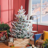 HOMCOM 6 FT Artificial Christmas Tree, Flocked Hinged Xmas Tree with 795 Tips, Steel Base, Auto Open, Green