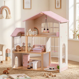 ROBUD Wooden Dolls House - 37 PCS Toy Furniture
