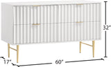 Modernist Engineered Wood Dresser with Sculptural Design and Gold Accents for Chic Interiors