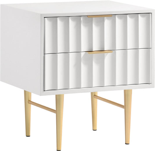 Modernist Night Stand – Industrial Style with Sculptural Design, Gold Accents, and Chic Finish