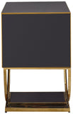 Alyssa Contemporary Side Table with Stunning Gold Stainless Steel Base and Dual Drawer Storage Solutions