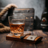 The Wine Savant Glass & Coaster & with A Unique Whiskey Glass Slot to Hold Item, Whiskey Glass Gift Set, Item Rest, Accessory Set Gift for Dad, Men Home Office Decor Gifts, Fathers Day - Chirstmas